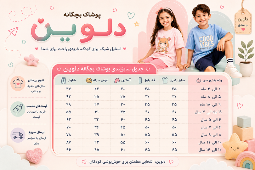راهنمای انتخاب سایز لباس نوزاد تا ۱۴ سال