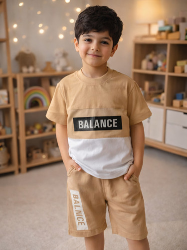 ست تیشرت و شلوارک پسرانه طرح Balance | پنبه سوپر لاکرا اعلا